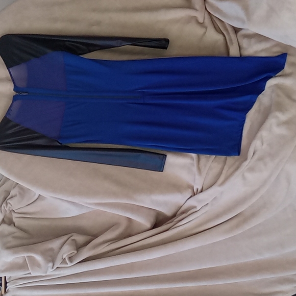 Bebe Addiction Faux black leather sleeves Size S Blue - Picture 4 of 5